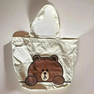 RARE NEW BT21 Line Friends McDonald's FIFA 2018 BROWN BEAR Canvas Tote Bag